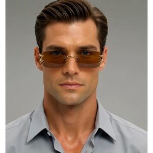 Square Sunglasses For Men Vintage Classy Sophisticated Dark Brown Lens UV400 New